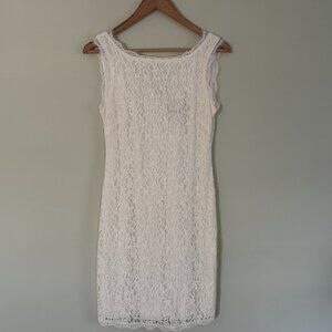 Adrianna Papell Cream Lace Overlay Sheath Dress Size 6